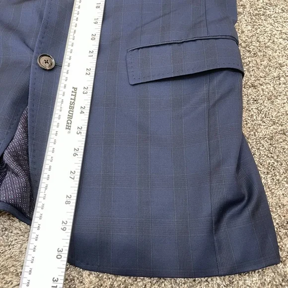 Ted Baker Endurance Sport Coat‎ Blazer Men's 38R Jay Plaid Wool Blue Canada Made